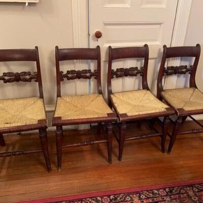 Set of Four Dining Chairs Two Tone Wood Stained Finish - JB11261