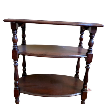 Dark Cherry Stained Side Table with Two Shelves - jb11183