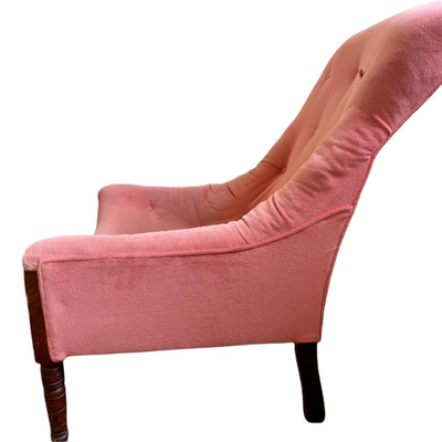 Wingback Sleep Chair In Pink Velvet With Dark Wood Stained Legs - JB11188