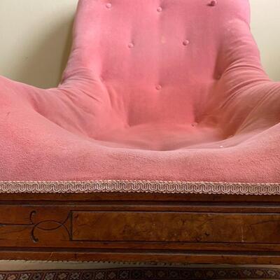 Wingback Sleep Chair In Pink Velvet With Dark Wood Stained Legs - JB11188