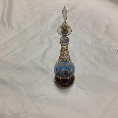 glass perfume decanter-blue and gold