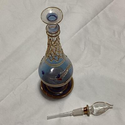 glass perfume decanter-blue and gold