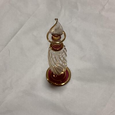 glass perfume decanter-red and gold