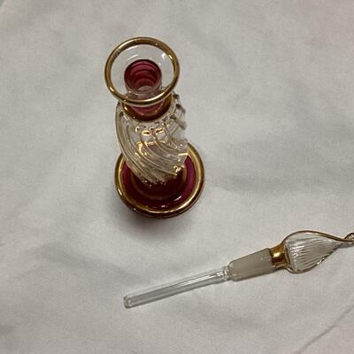 glass perfume decanter-red and gold