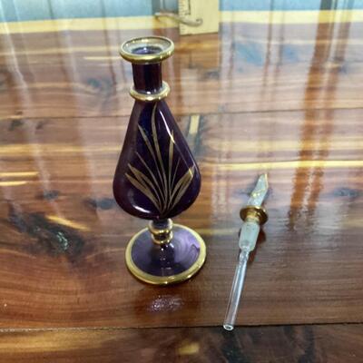 glass perfume decanter-maroon