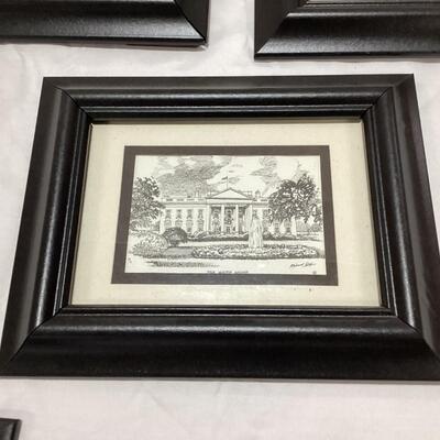 framed set of historic buildings- set of 5