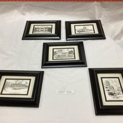 framed set of historic buildings- set of 5