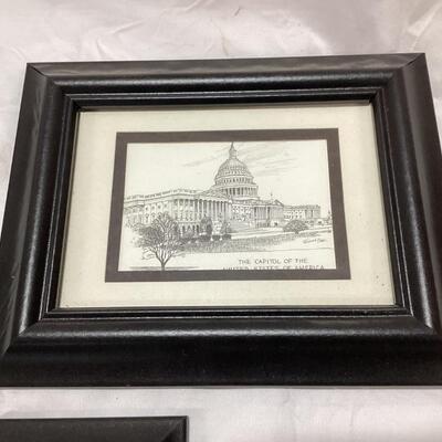 framed set of historic buildings- set of 5