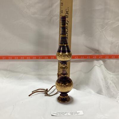 glass perfume decanter- blue and gold
