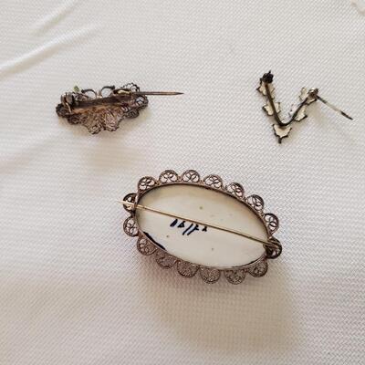 Delft, Sterling, and Signed Delicate Pins