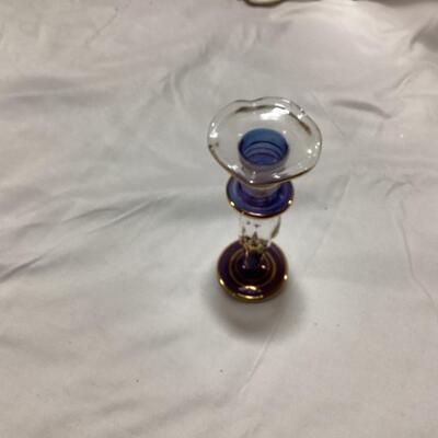 blue candle holder-matches lot