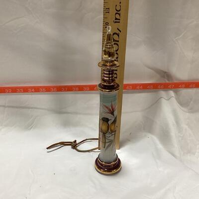 glass perfume decanter- with painted bird