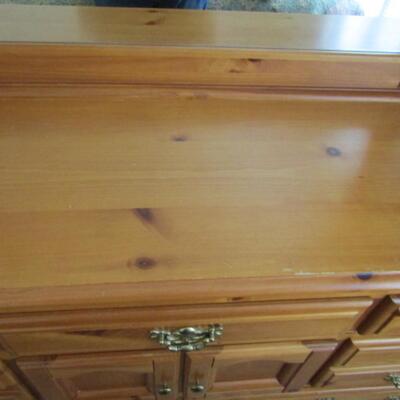 Wood Finish Stretch Dresser with Mirror (No Contents)