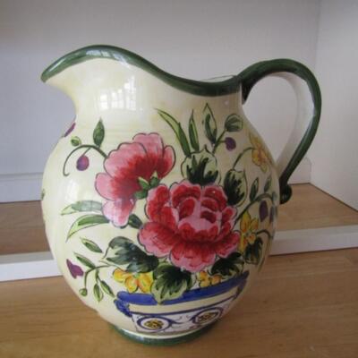 Floral Theme Hand Painted Ceramic Pitcher