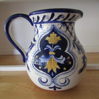 Beautifully Hand Painted Pottery Pitcher by Terra Nova
