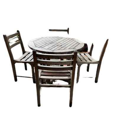 36" Round Outdoor Dining Teak Table And Four Armless Chairs - PY11672