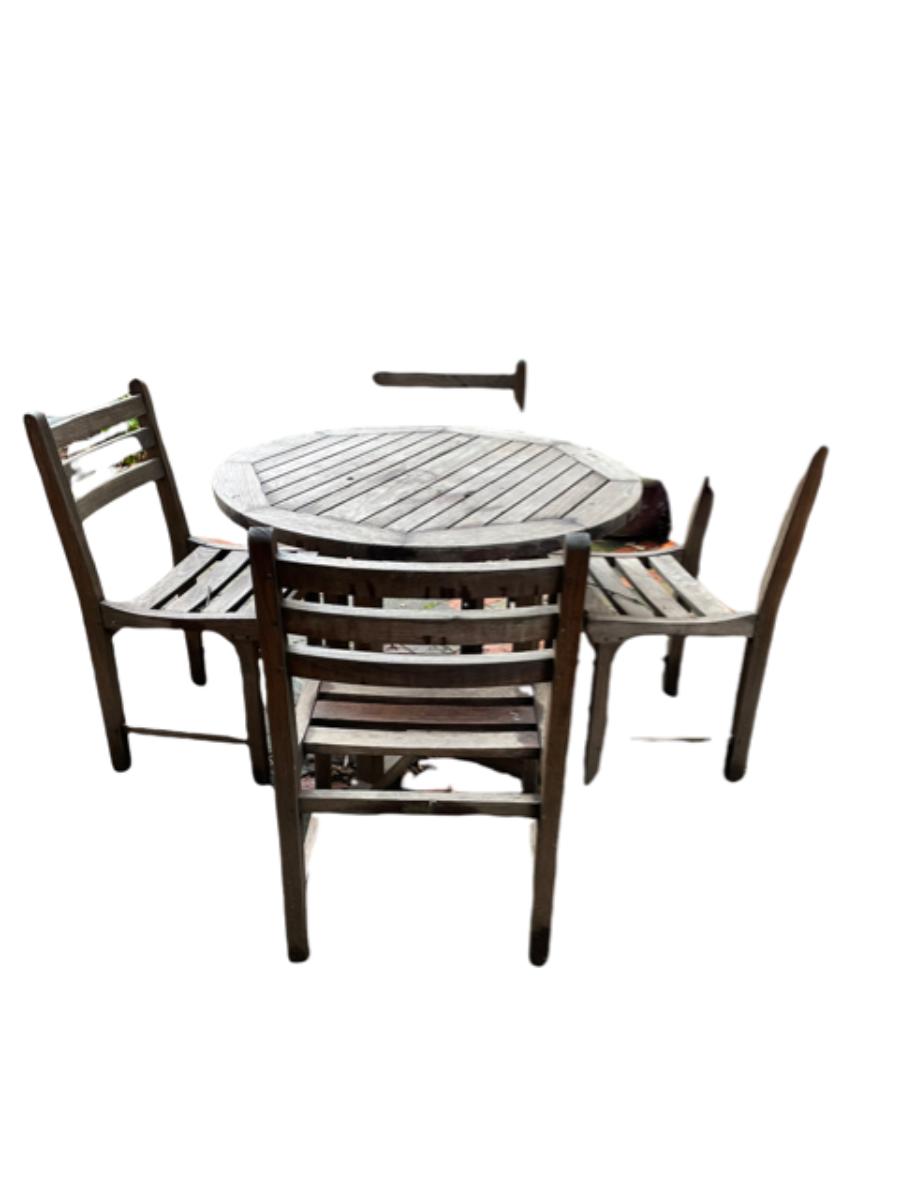 36" Round Outdoor Dining Teak Table And Four Armless Chairs PY11672