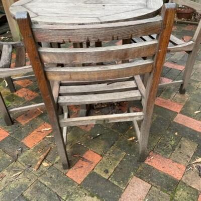 36" Round Outdoor Dining Teak Table And Four Armless Chairs - PY11672