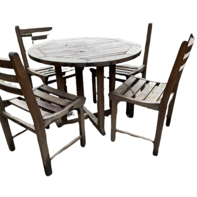 36" Round Outdoor Dining Teak Table And Four Armless Chairs - PY11672
