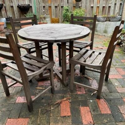 36" Round Outdoor Dining Teak Table And Four Armless Chairs - PY11672