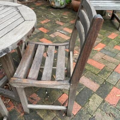 36" Round Outdoor Dining Teak Table And Four Armless Chairs - PY11672