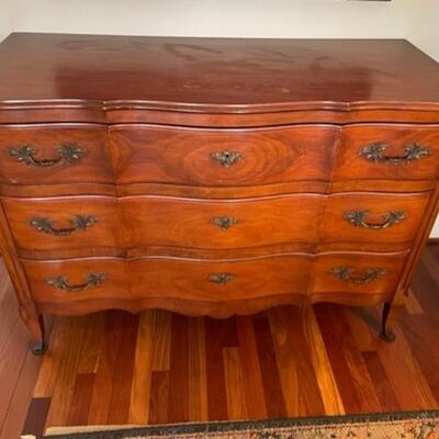 John Widdicomb Company Figured Three Drawer Dresser Brass Hardware - PY11649