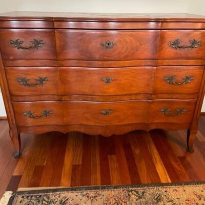 John Widdicomb Company Figured Three Drawer Dresser Brass Hardware - PY11649