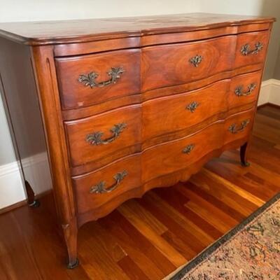 John Widdicomb Company Figured Three Drawer Dresser Brass Hardware - PY11649