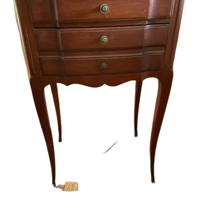 Vintage Chestnut Stained Three Drawer Nightstand / Side Table - PY11648