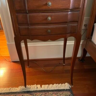Vintage Chestnut Stained Three Drawer Nightstand / Side Table - PY11648