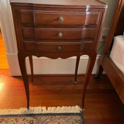 Vintage Chestnut Stained Three Drawer Nightstand / Side Table - PY11648