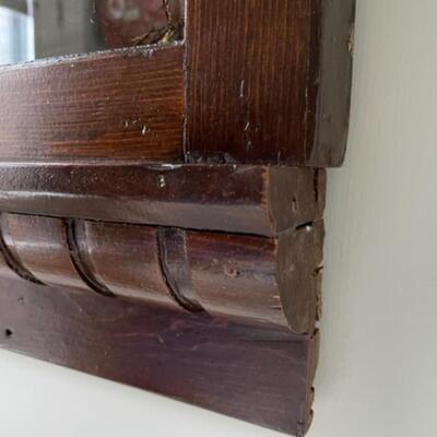 1875 Antique Dark Walnut Stain Mirrored Transom With Spiral Molding- PY11671