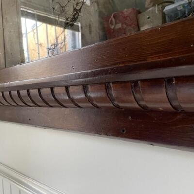 1875 Antique Dark Walnut Stain Mirrored Transom With Spiral Molding- PY11671