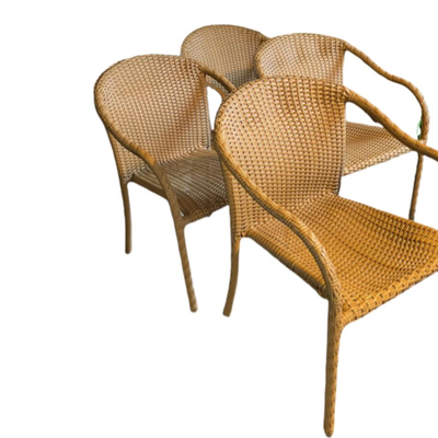 Set Four Indoor / Outdoor Wicker Like Woven Arm Chairs - PY11670
