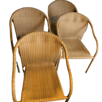 Set Four Indoor / Outdoor Wicker Like Woven Arm Chairs - PY11670