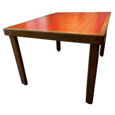 Oak Dining Table With Red Tile Inlay Top - PY11669