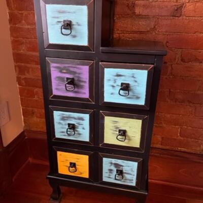 Multi Colored Distressed Seven Drawered Cabinet / Chest of Drawers - PY11666