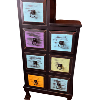 Multi Colored Distressed Seven Drawered Cabinet / Chest of Drawers - PY11666
