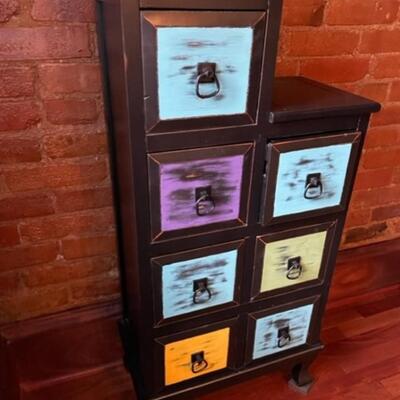 Multi Colored Distressed Seven Drawered Cabinet / Chest of Drawers - PY11666