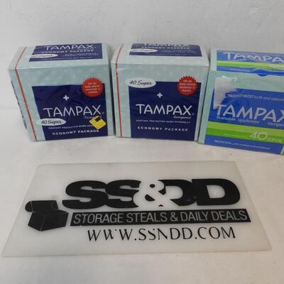 Vintage Tampax Tampons, 3 Packages, 120 Total, Still Sealed