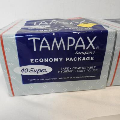 Vintage Tampax Tampons, 3 Packages, 120 Total, Still Sealed