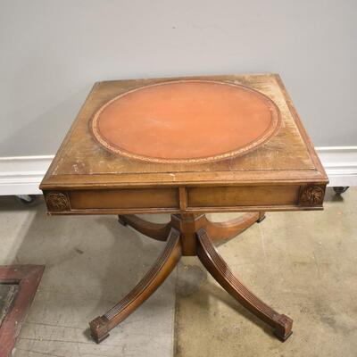 Square Wood Table w/Circle In Middle,Solid, 25 1/2in x 25 1/2in x 25in Tall