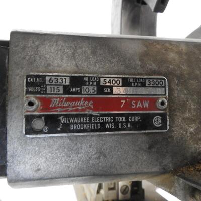 Millwaukee Circular Saw, 7" Saw, Works