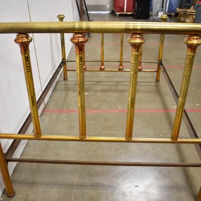 Full Size Bed Frame, Brass Headboard & Footboard, Good Condition For Age