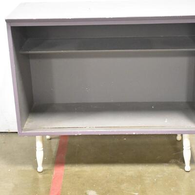 Open Wood Cabinet Purple w/ White Legs, 36"x 31 1/2"x15"
