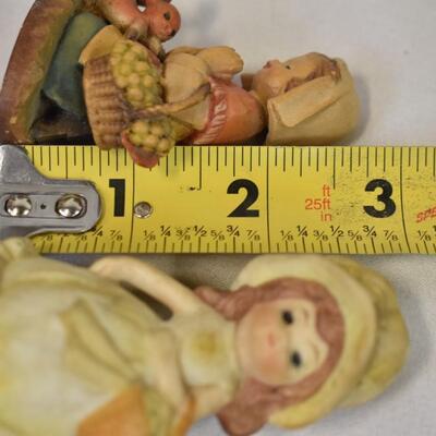 6 Vintage Figurines: Ceramic Santa, Chalk Figure Girl World Craft - 1960s