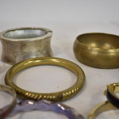 Assorted Bangle & Cuff Bracelets, Costume Jewelry, Various Colors/Styles