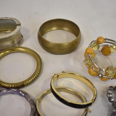 Assorted Bangle & Cuff Bracelets, Costume Jewelry, Various Colors/Styles