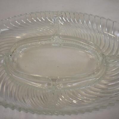 10 pc Glass Decor: Anniversary Dish, 2 Roses, Vase, Sugar Bowl, Gold Tone Trim