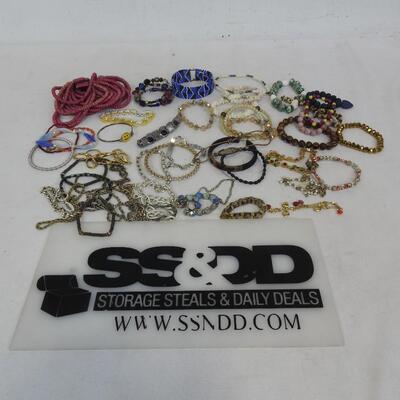 Bracelets: Costume Jewelry, Various Styles/Colors/Lengths: Beads, Chains,Cording